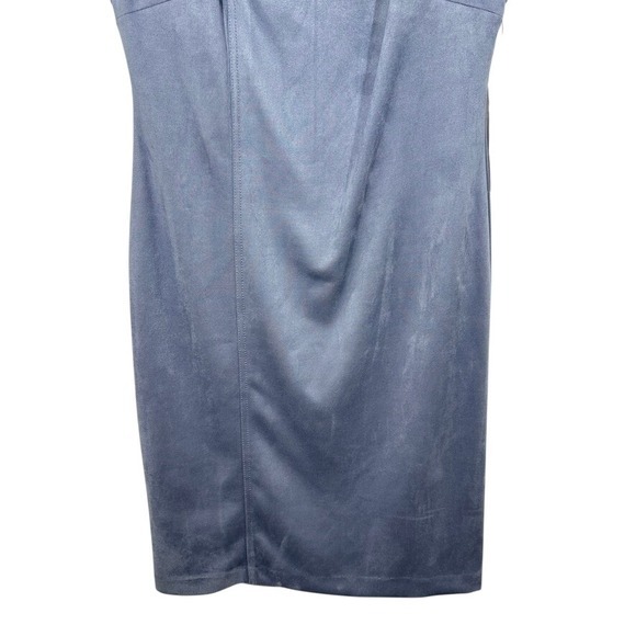 Calvin Klein Sleeveless Sheath Dress Blue Faux Suede Draped Front Size 12 Career - Picture 3 of 8